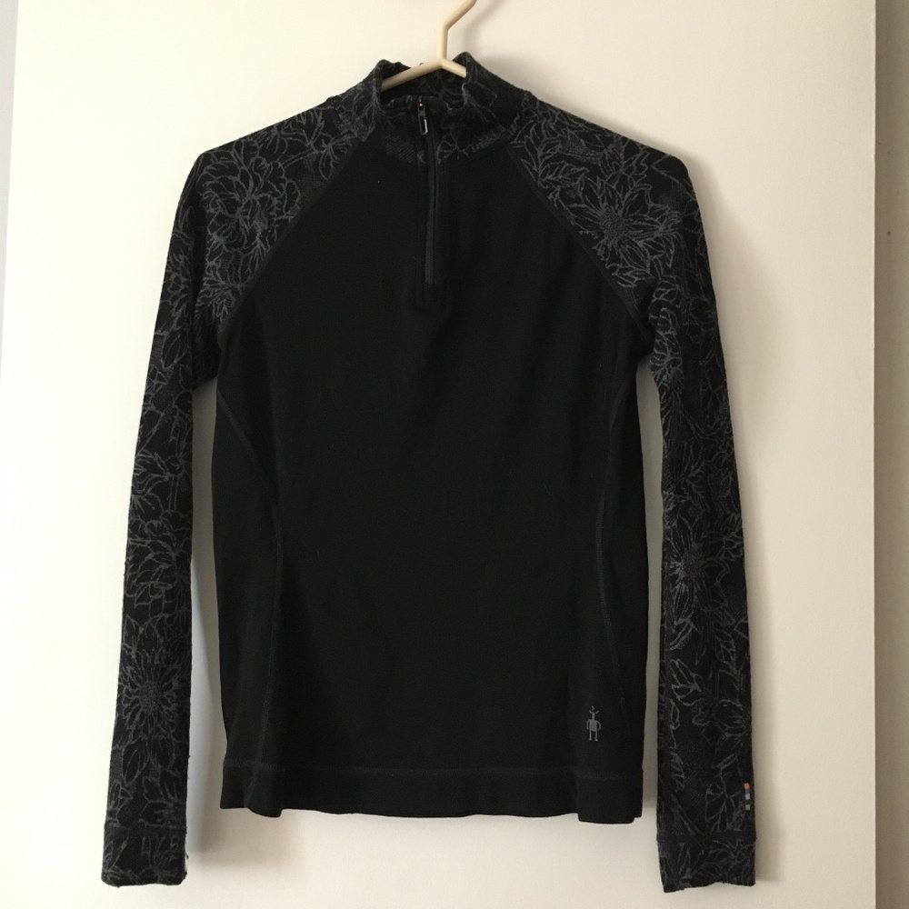 SMARTWOOL Merino 250 Wool Black 1/4 Zip Long Sleeve Top Women’s S